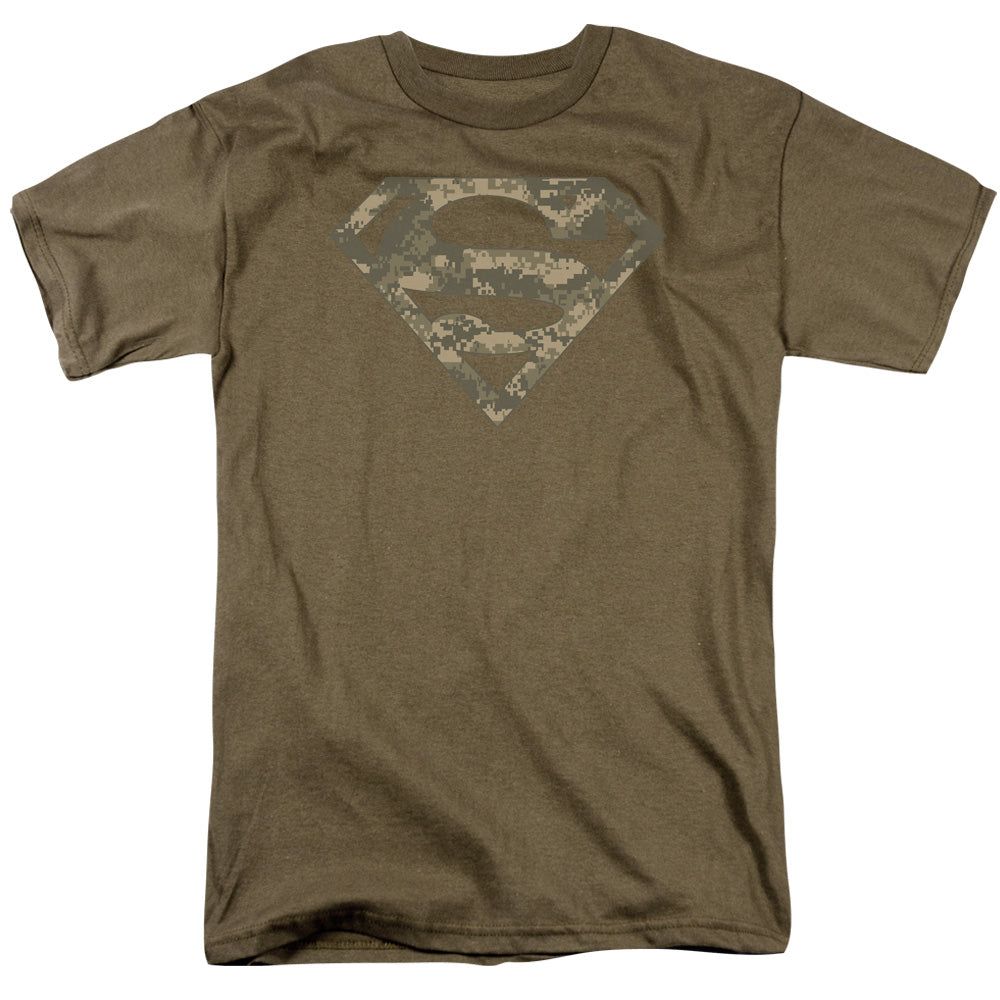 Superman Army Camo Shield Mens T Shirt Safari Green Retro Pop Classics
