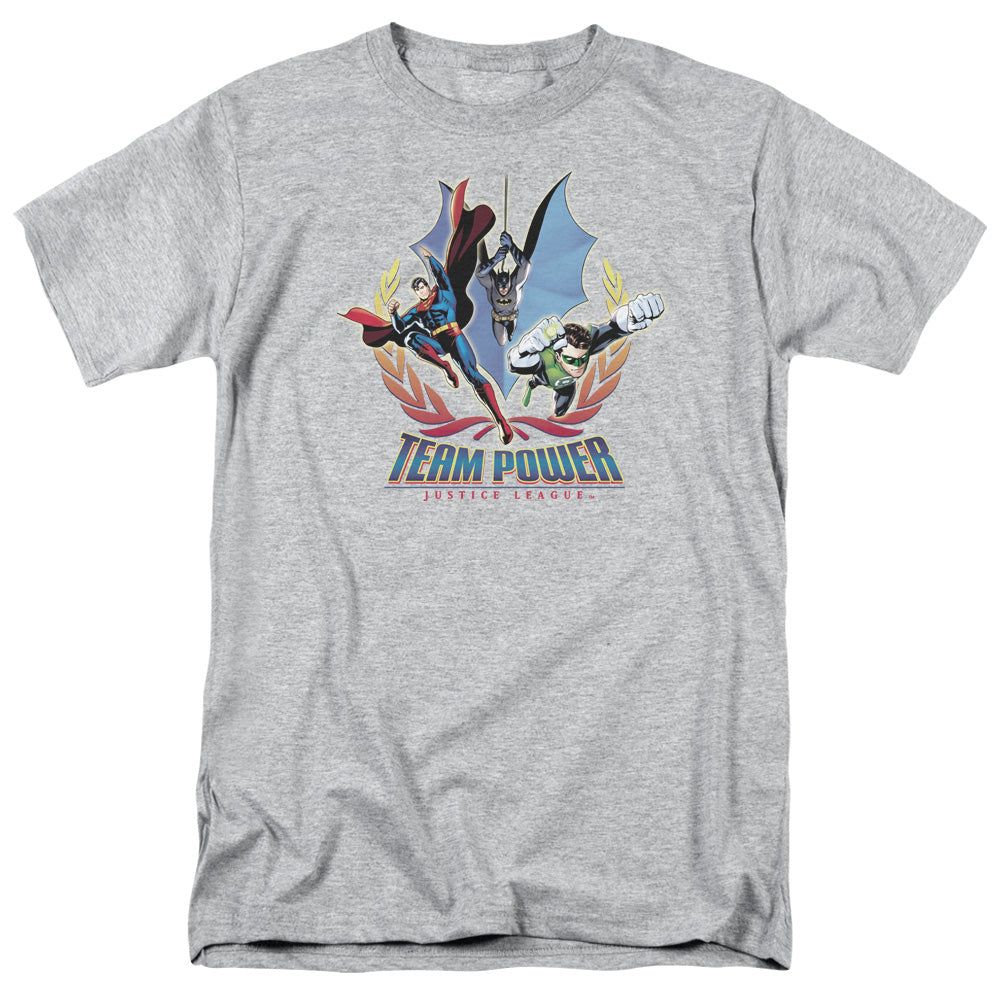 Justice League Team Power Mens T Shirt Athletic Heather Retro Pop Classics