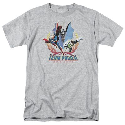 Justice League Team Power Mens T Shirt Athletic Heather Retro Pop Classics
