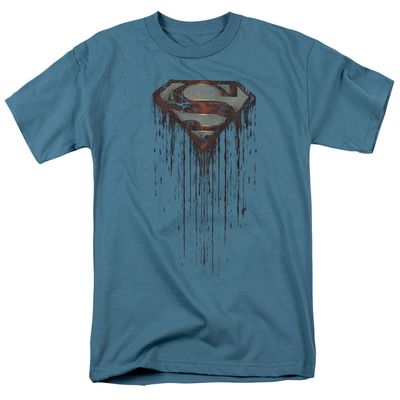 Superman Shield Drip Mens T Shirt Slate Retro Pop Classics