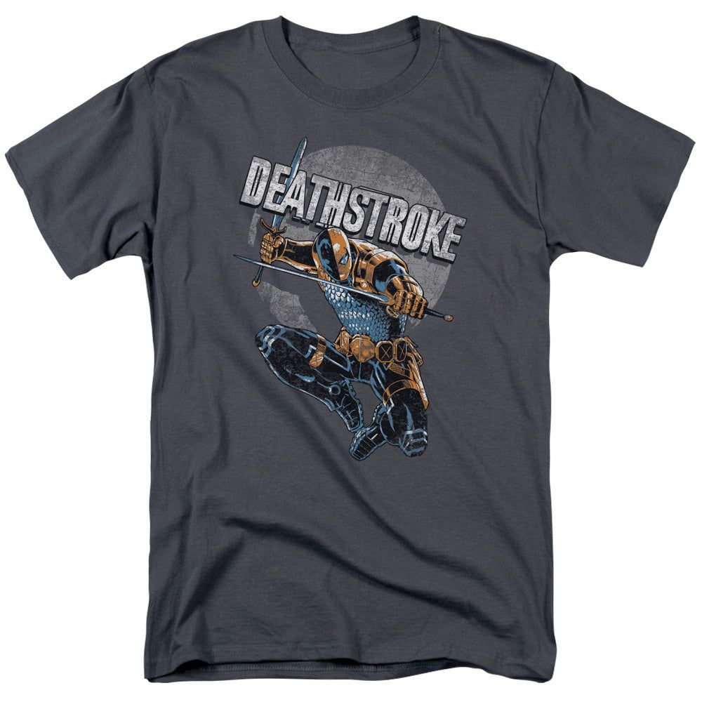 Justice League Deathstroke Retro Mens T Shirt Charcoal Retro Pop Classics