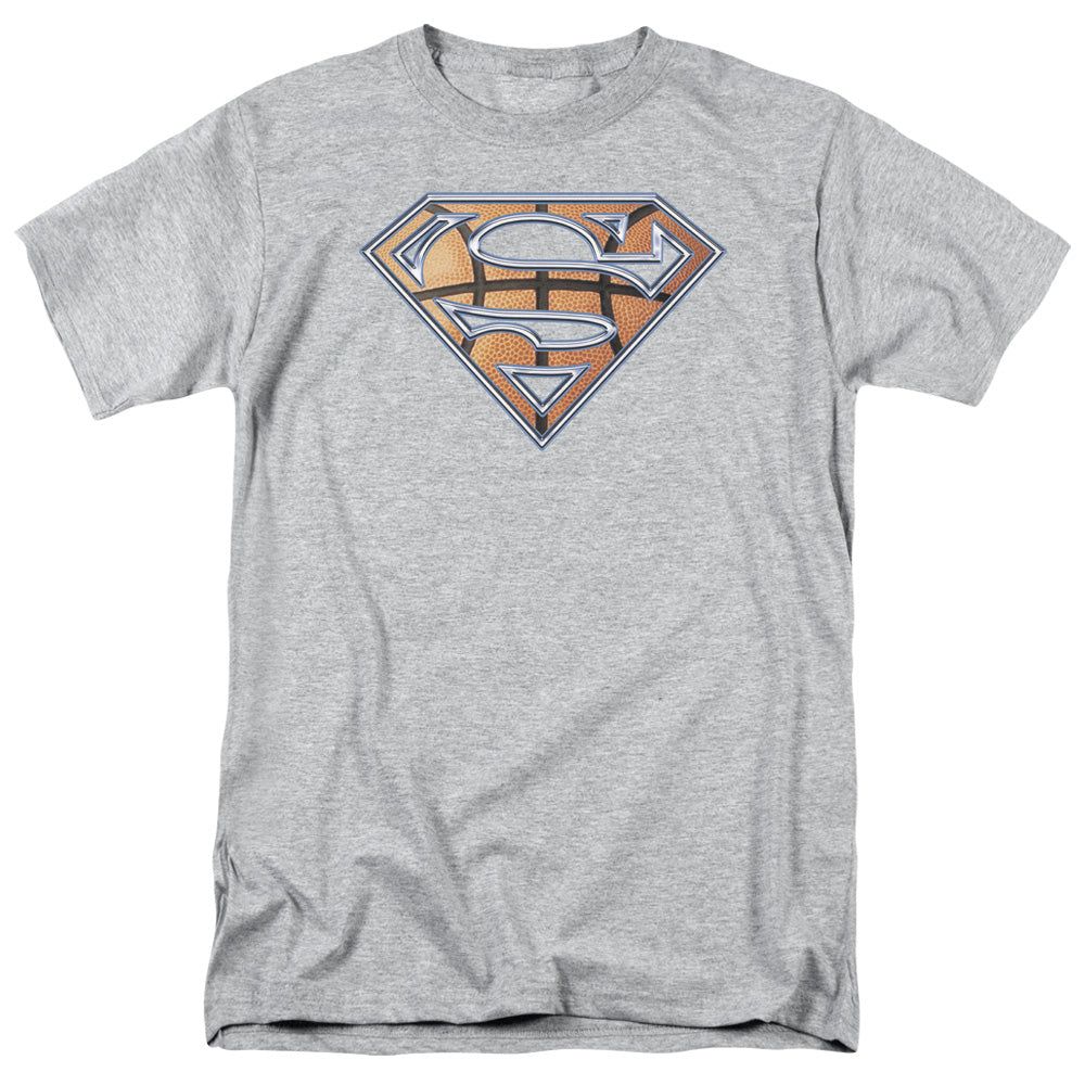 Superman Basketball Shield Mens T Shirt Athletic Heather Retro Pop Classics
