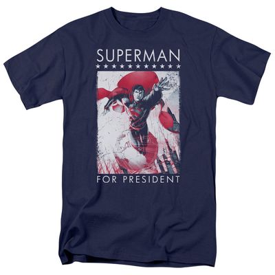 Superman Superman For President Mens T Shirt Navy Retro Pop Classics
