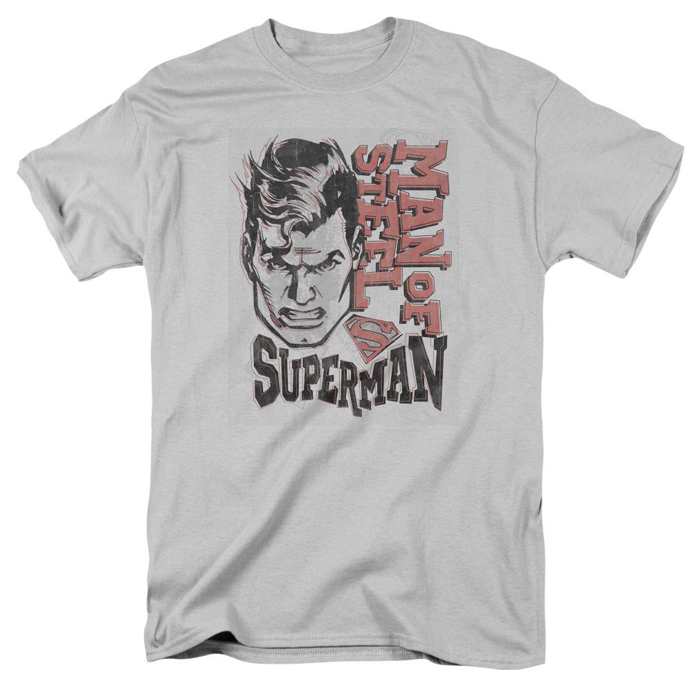 Superman Retro Lines Mens T Shirt Silver Retro Pop Classics
