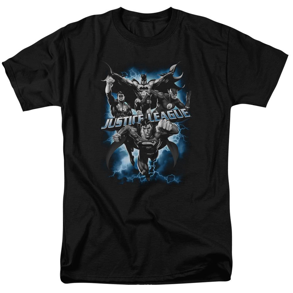 Justice League Justice Storm Mens T Shirt Black Retro Pop Classics
