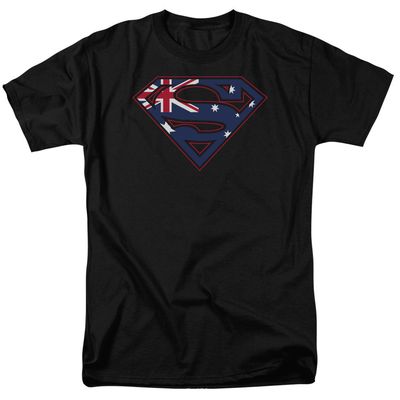Superman Australian Shield Mens T Shirt Black Retro Pop Classics