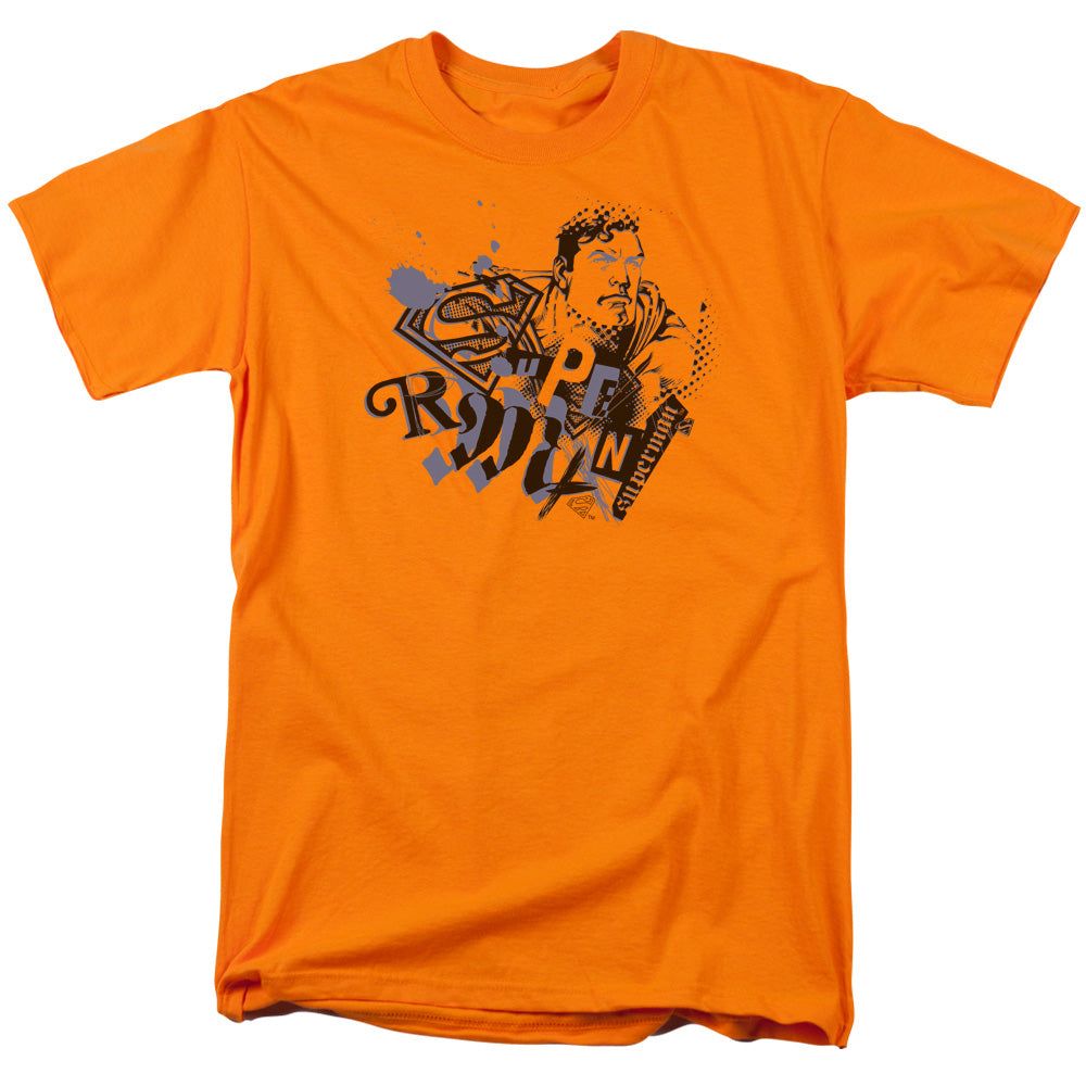 Superman Cut &amp; Paste Mens T Shirt Orange Retro Pop Classics