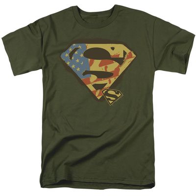 Superman Not Afraid Mens T Shirt Military Green Retro Pop Classics