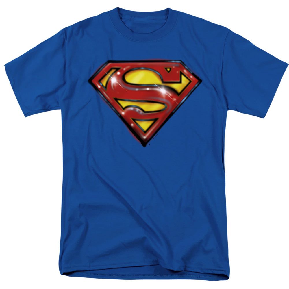 Superman Superman Airbrush Logo Mens T Shirt Royal Blue Retro Pop Classics