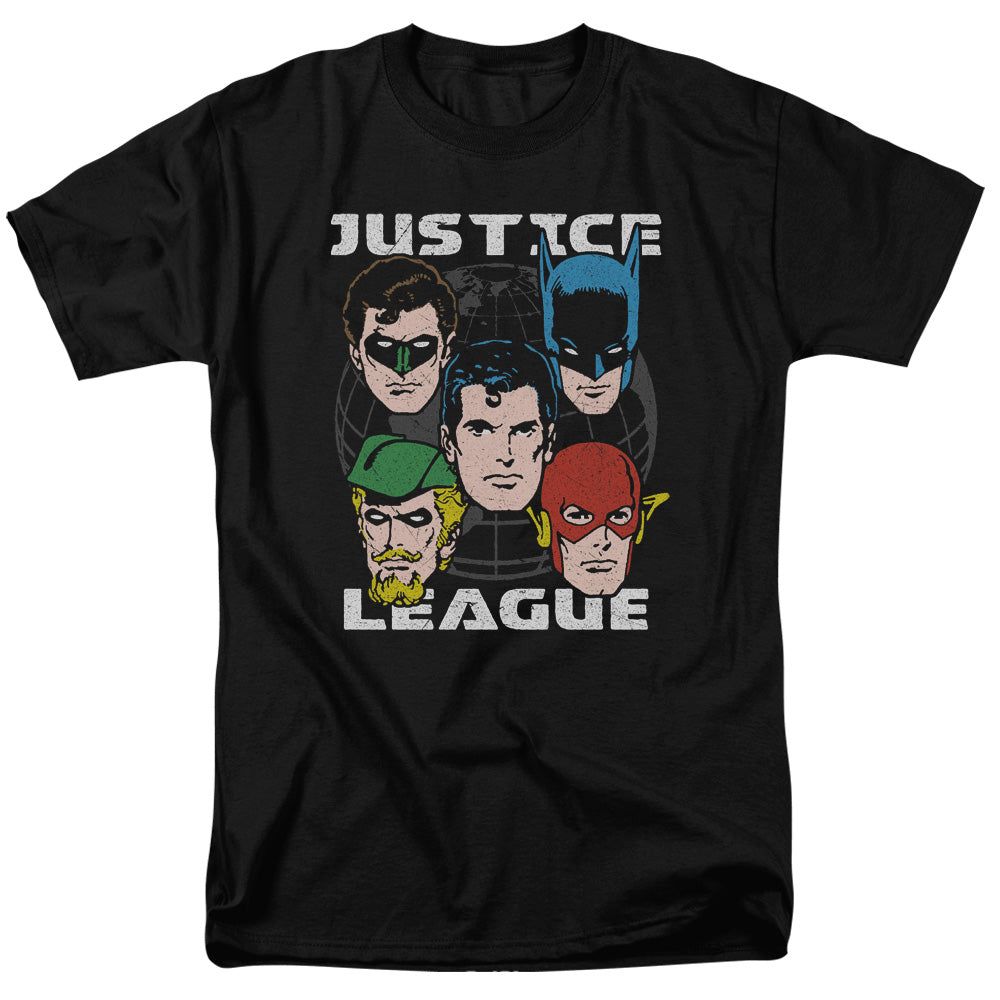 Justice League Head of States Mens T Shirt Black Retro Pop Classics