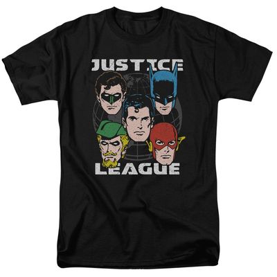 Justice League Head of States Mens T Shirt Black Retro Pop Classics