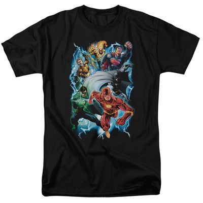 Justice League Electric Team Mens T Shirt Black Retro Pop Classics