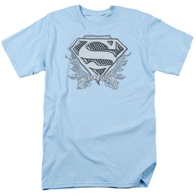 Superman Sketchy Crest Shield Mens T Shirt Light Blue Retro Pop Classics