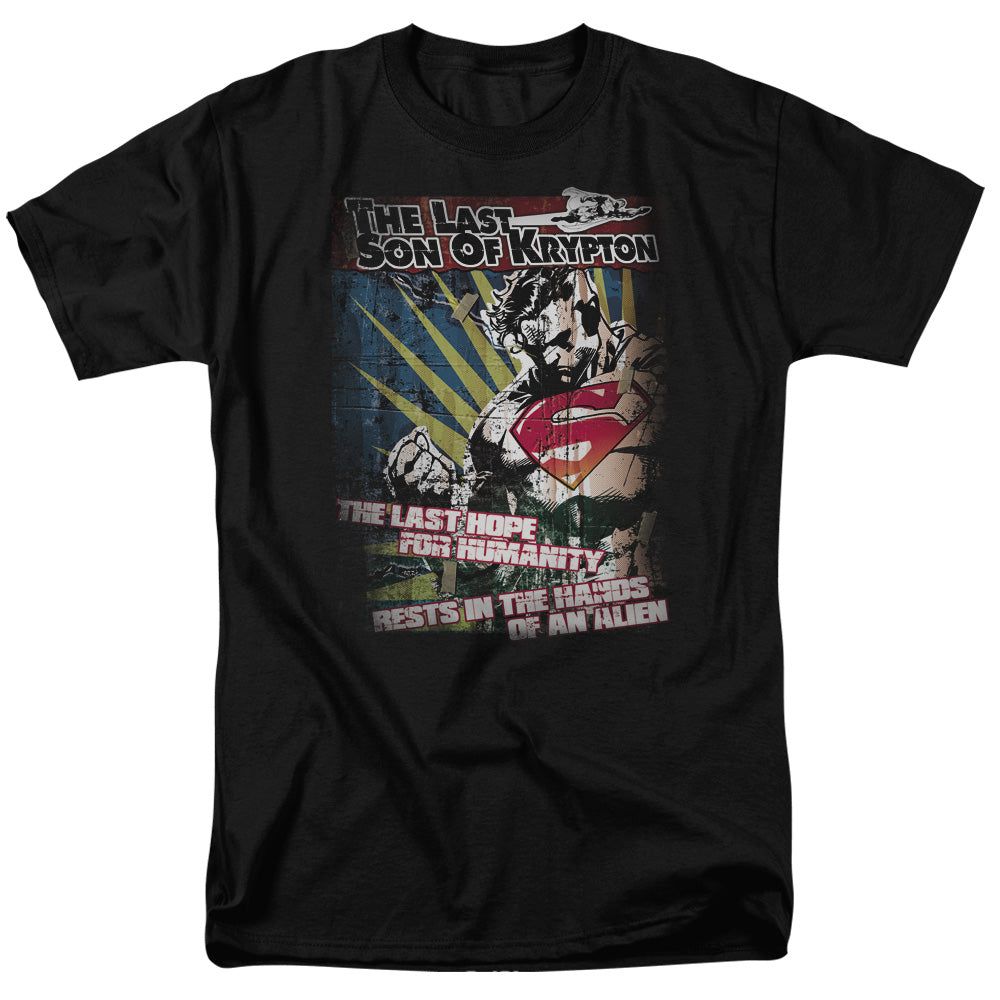 Superman Last Hope Mens T Shirt Black Retro Pop Classics