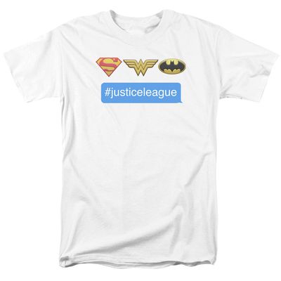 DC Comics Hashtag Justice League Mens T Shirt White Retro Pop Classics