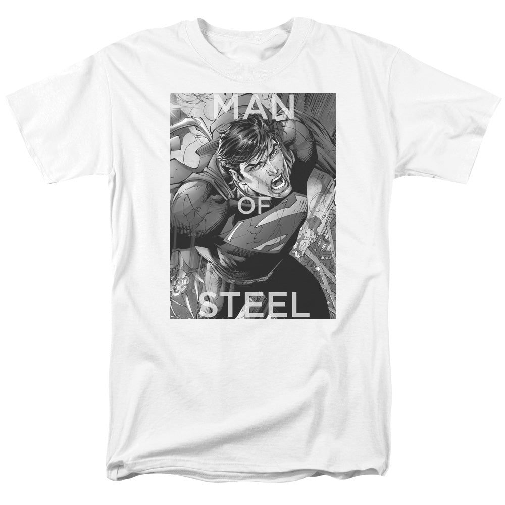 Superman Flight Of Steel Mens T Shirt White Retro Pop Classics