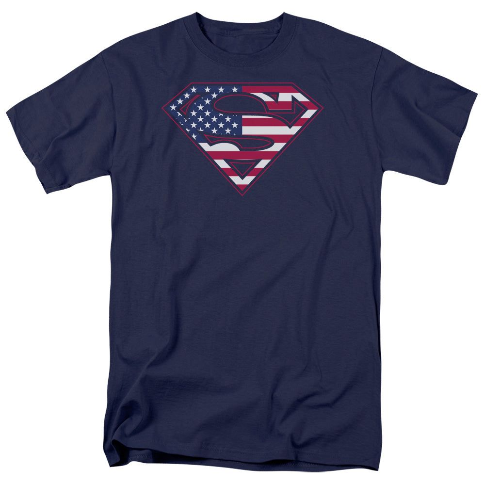 Superman U S Shield Mens T Shirt Navy Retro Pop Classics