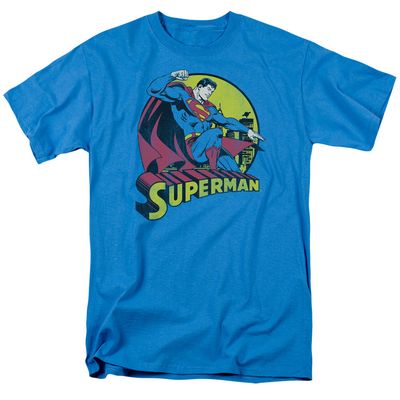 Dc Superman Mens T Shirt Turquoise Retro Pop Classics