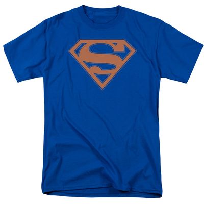 Superman Blue &amp; Orange Shield Mens T Shirt Royal Blue Retro Pop Classics