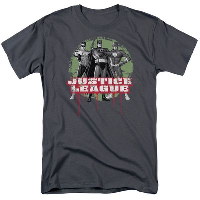 Justice League Justice League Trio Mens T Shirt Charcoal Retro Pop Classics