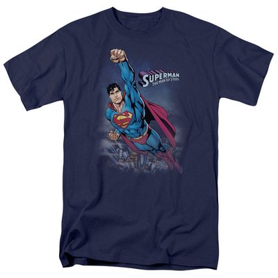 Superman Twilight Flight Mens T Shirt Navy Retro Pop Classics