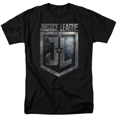 Justice League Movie Shield Logo Mens T Shirt Black Retro Pop Classics