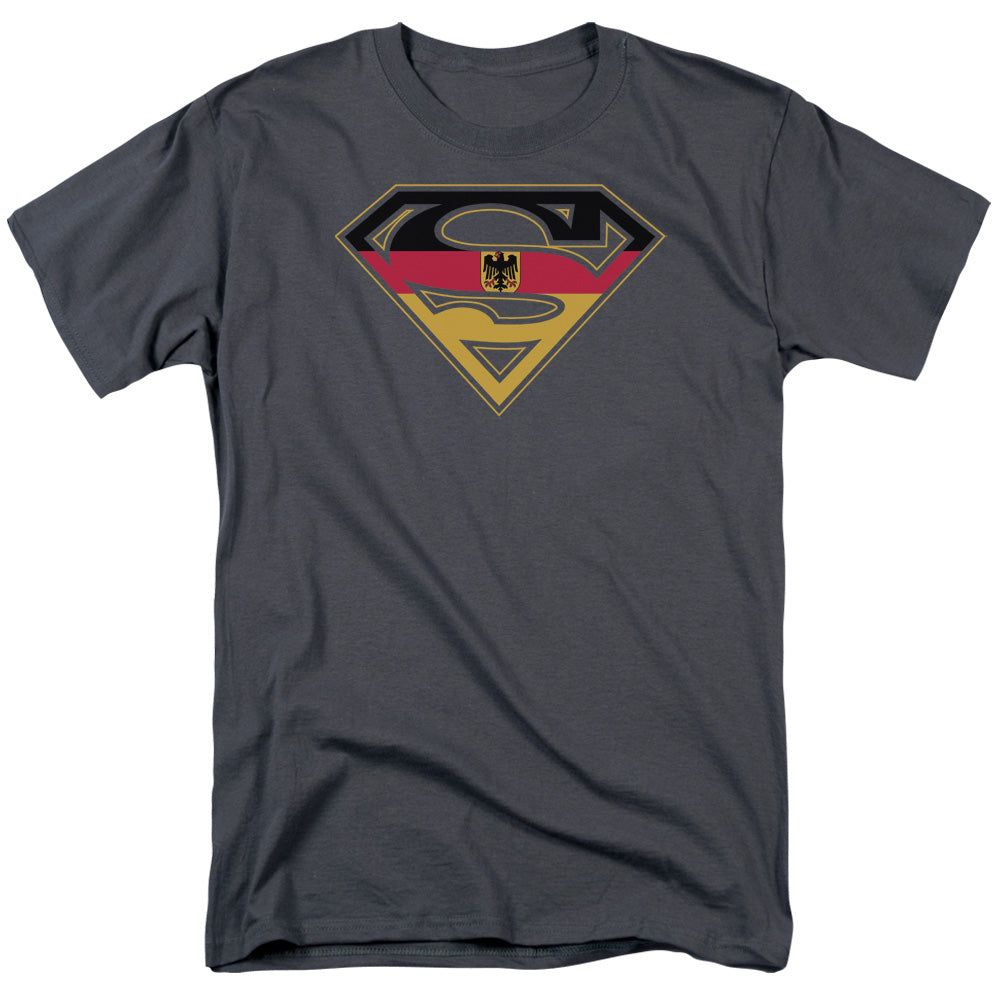 Superman German Shield Mens T Shirt Charcoal Retro Pop Classics
