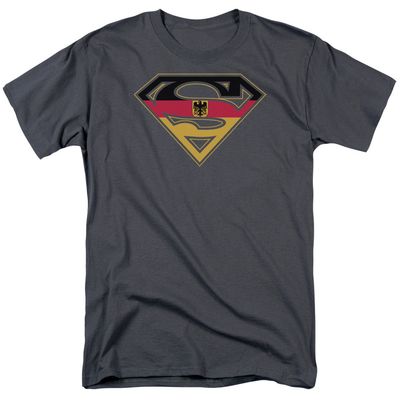 Superman German Shield Mens T Shirt Charcoal Retro Pop Classics