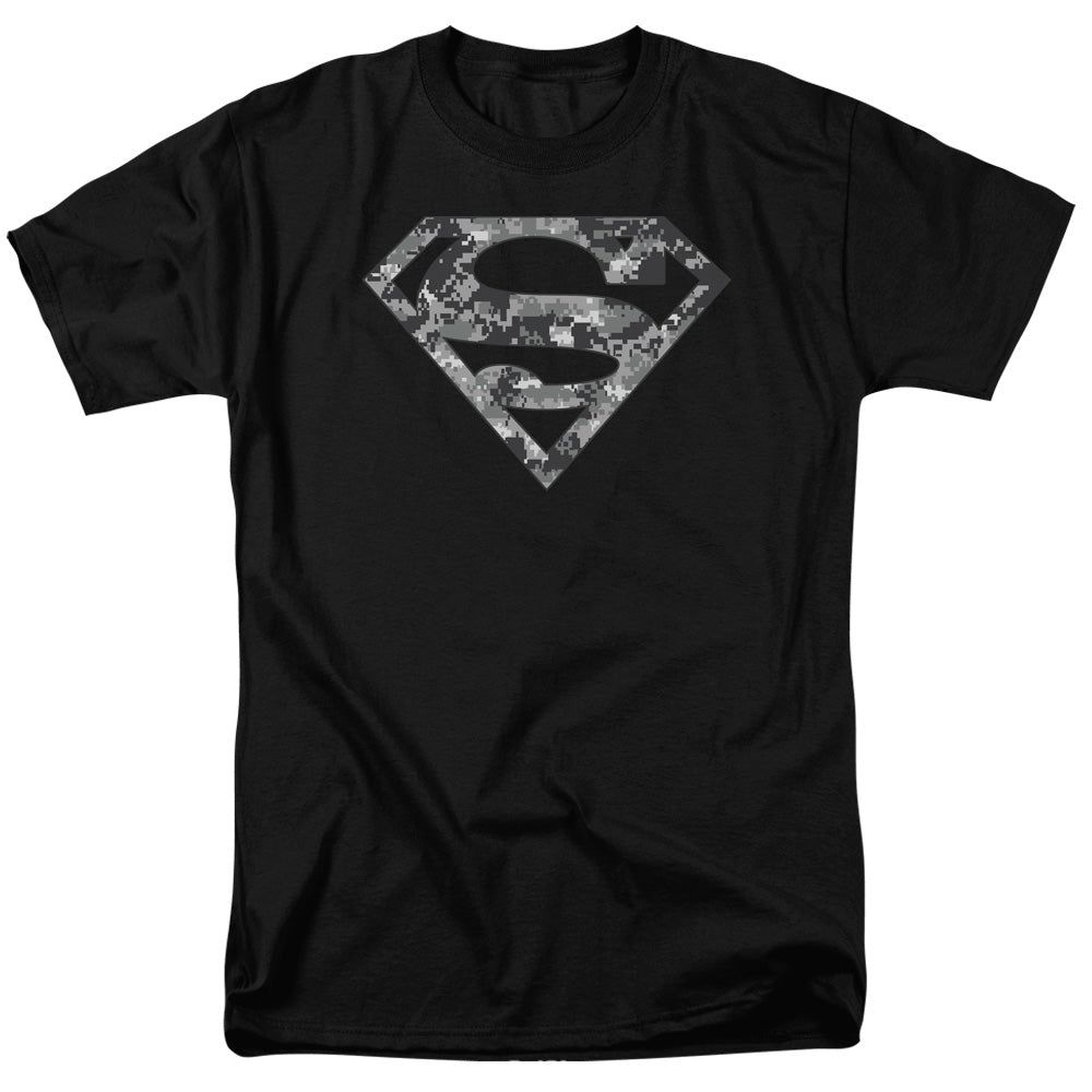 Superman Urban Camo Shield Mens T Shirt Black Retro Pop Classics