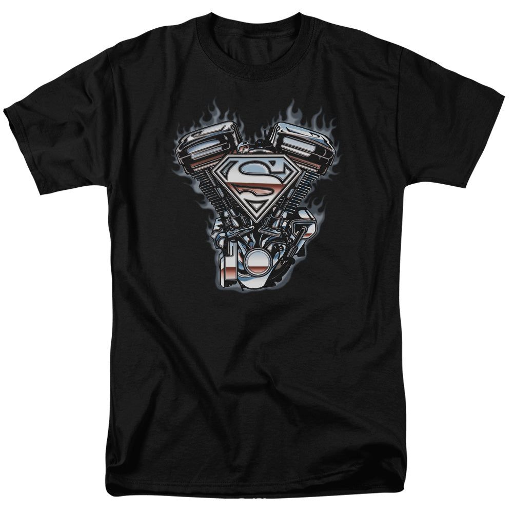 Superman V Twin Logo Mens T Shirt Black Retro Pop Classics