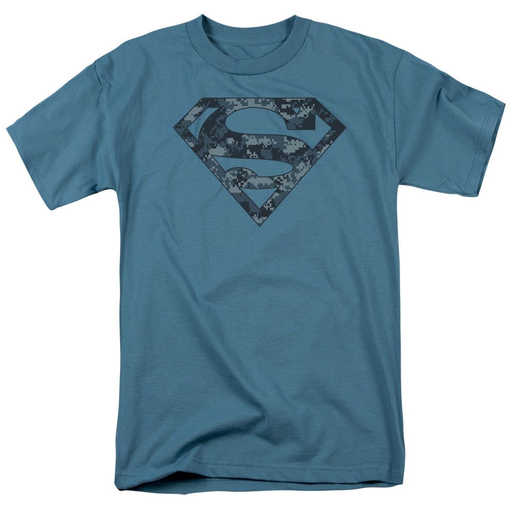 Superman Navy Camo Shield Mens T Shirt Slate Retro Pop Classics