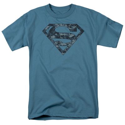 Superman Navy Camo Shield Mens T Shirt Slate Retro Pop Classics