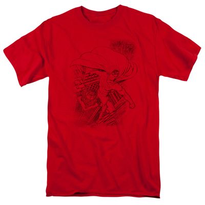Superman In The City Mens T Shirt Red Retro Pop Classics