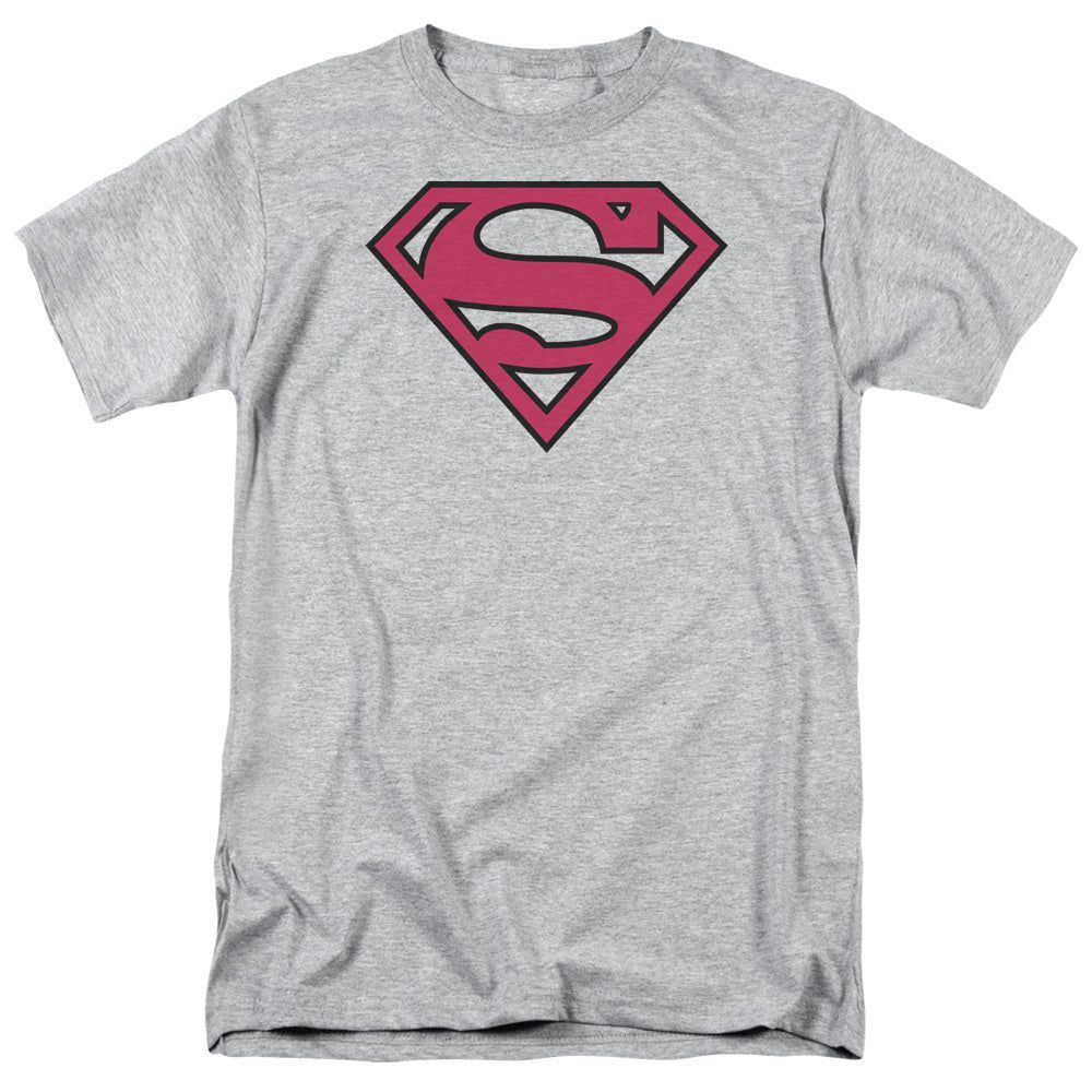 Superman Red &amp; Black Shield Mens T Shirt Athletic Heather Retro Pop Classics