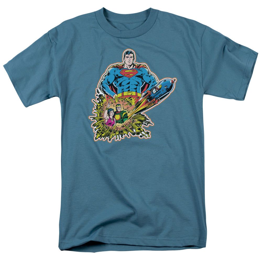 Superman Doomed Planet Mens T Shirt Slate Retro Pop Classics