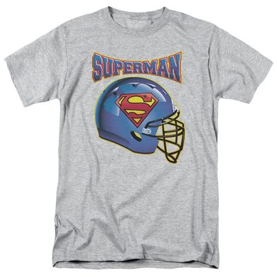 Superman Helmet Mens T Shirt Athletic Heather Retro Pop Classics