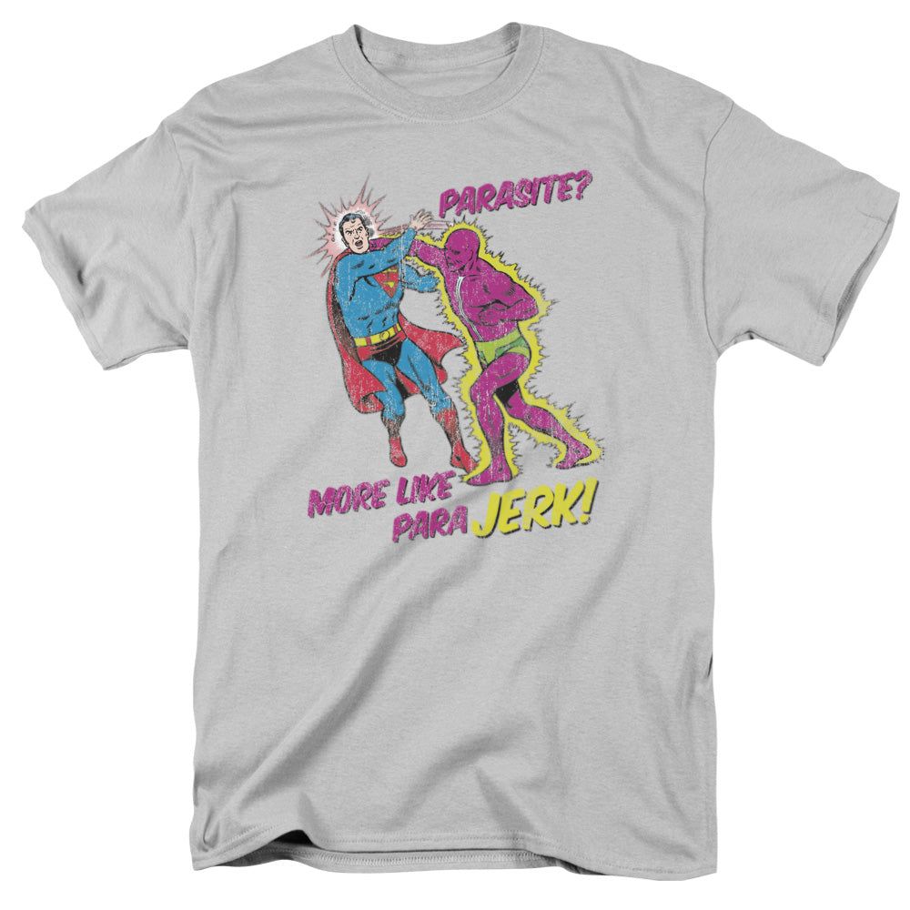 Superman Parajerk Mens T Shirt Silver Retro Pop Classics