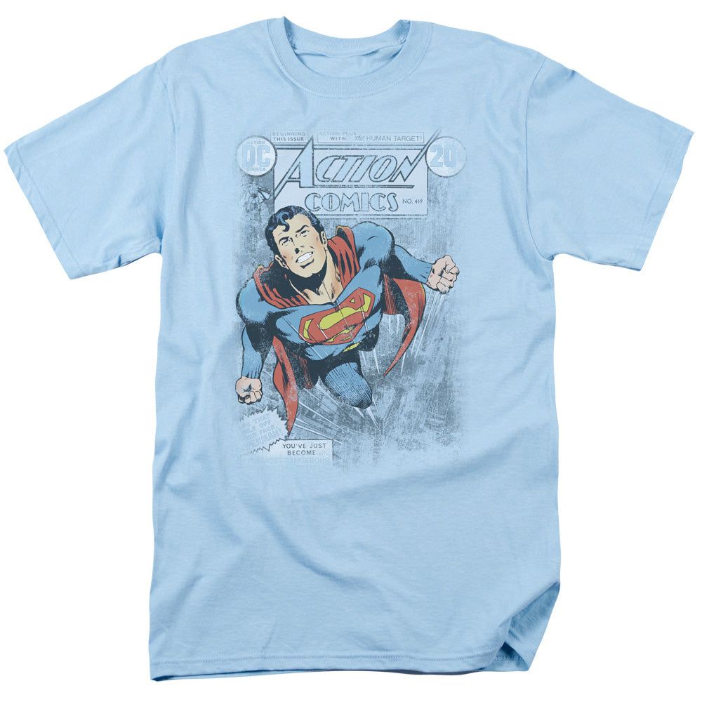 Superman Action #419 Distress Mens T Shirt Slate Retro Pop Classics
