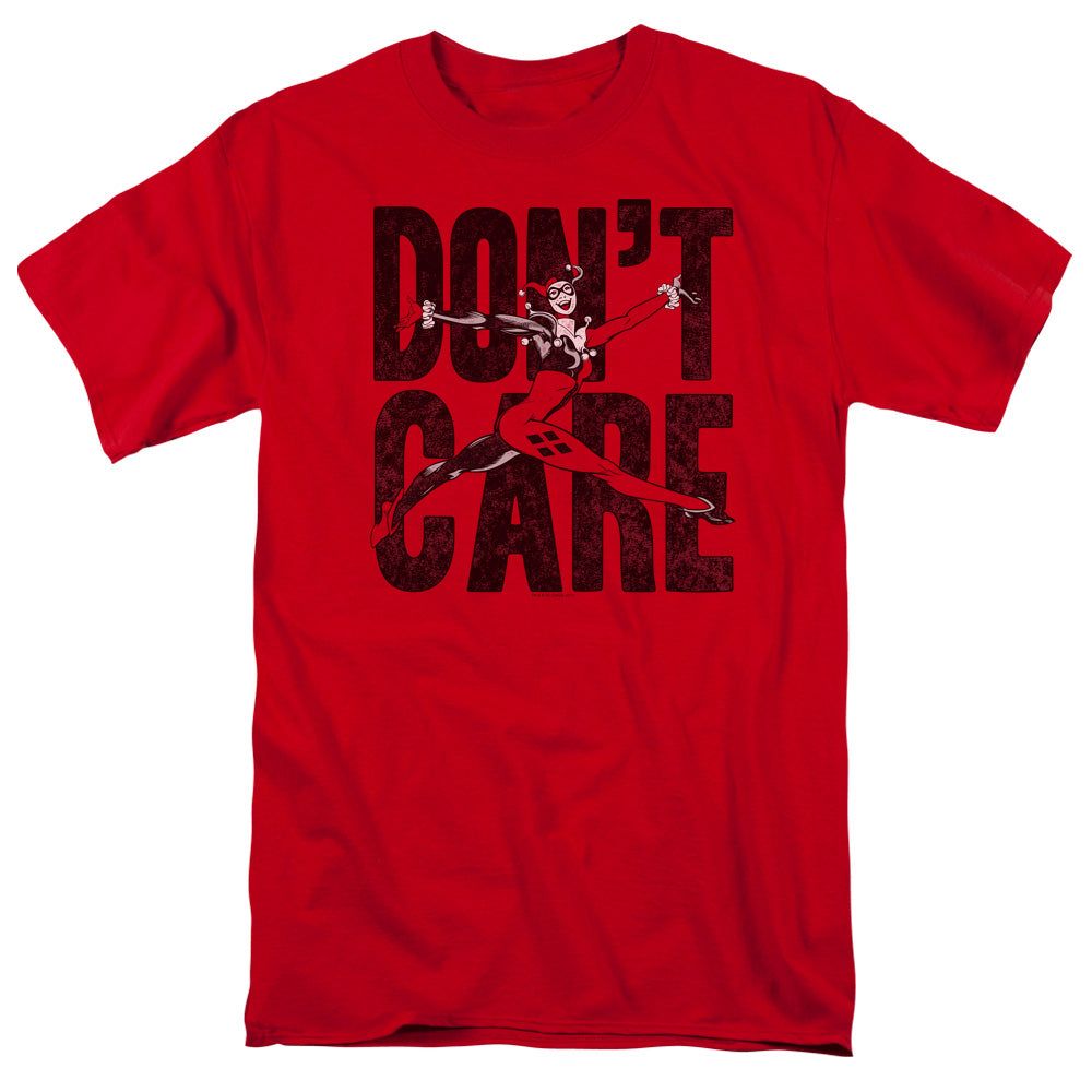 Justice League Dont Care Mens T Shirt Red Retro Pop Classics