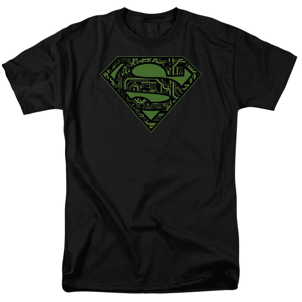 Superman Circuits Shield Mens T Shirt Black Retro Pop Classics