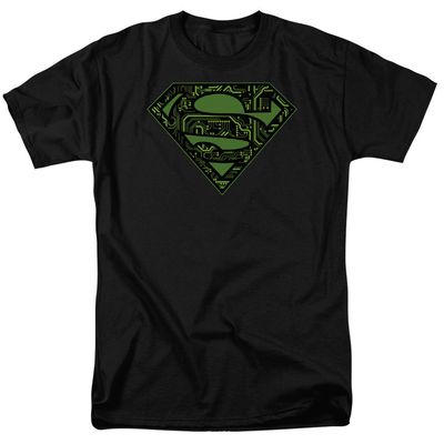 Superman Circuits Shield Mens T Shirt Black Retro Pop Classics