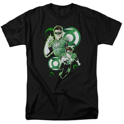 Justice League Green Lantern in Action Mens T Shirt Black Retro Pop Classics