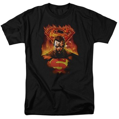 Superman Man On Fire Mens T Shirt Black Retro Pop Classics