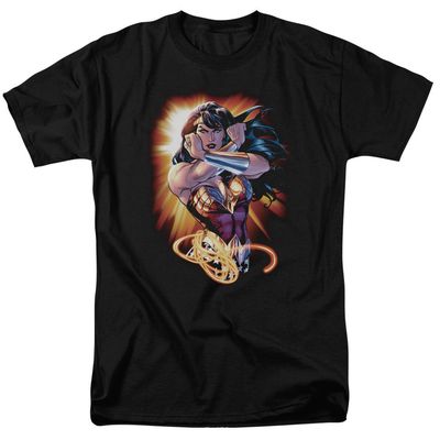 Justice League Wonder Rays Mens T Shirt Black Retro Pop Classics