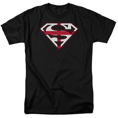 Superman English Shield Mens T Shirt Black Retro Pop Classics