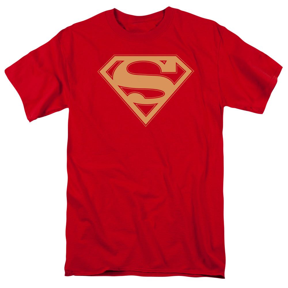 Superman Red &amp; Gold Shield Mens T Shirt Red Retro Pop Classics