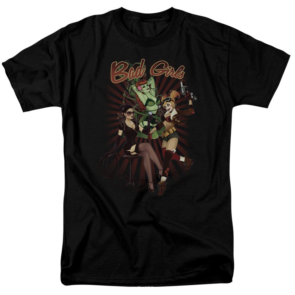 Justice League Bad Girls Mens T Shirt Black Retro Pop Classics