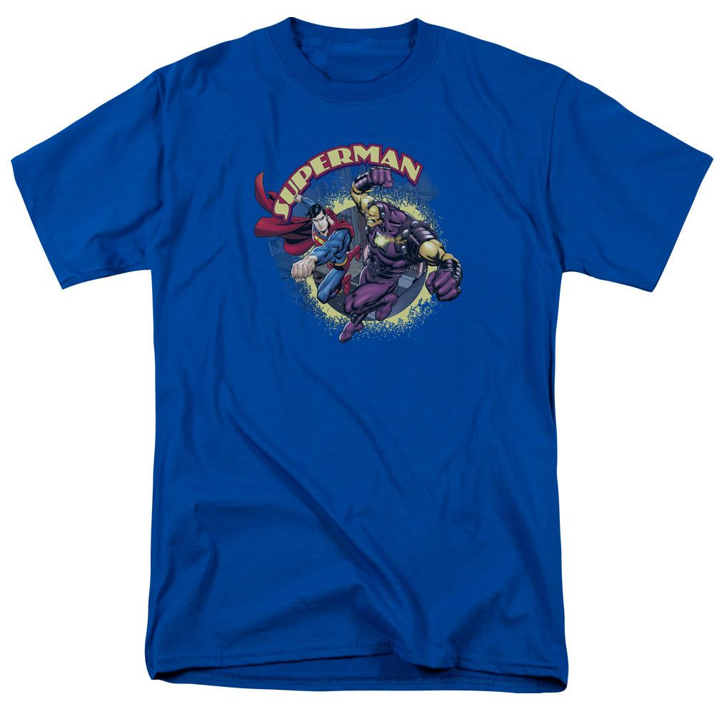 Superman Superman Vs Mongol Mens T Shirt Royal Blue Retro Pop Classics