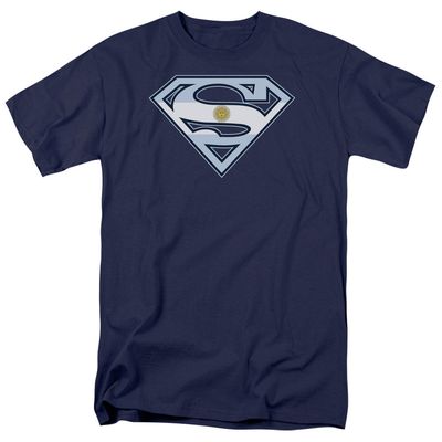 Superman Argentinian Shield Mens T Shirt Navy Retro Pop Classics