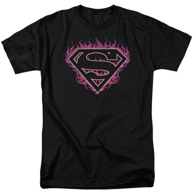 Superman Fuchsia Flames 2 Mens T Shirt Black Retro Pop Classics